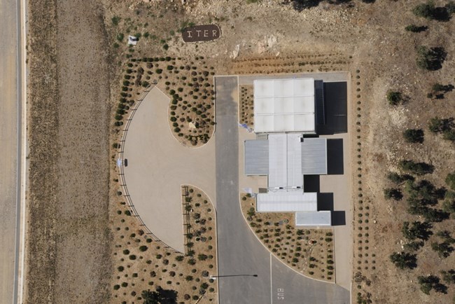 The Visitors Centre on the ITER site seen from above. Photo courtesy: Agence Iter France.