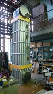 Fast discharge resistors are made as a set of sections consisting of a resistive element enclosed in a steel casing. A 4.5-metre-tall prototype resistor was successfully tested in Russia in December. (Click to view larger version...)