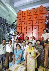 A dedicated assembly group have participated with infectious enthusiasm in the assembly and integration of the injector. (Click to view larger version...)