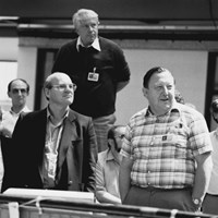 Paul-Henri Rebut and Hans-Otto Wünster, JET's first director on 25 June 1983, the day of ''First Plasma.'' © EFDA (Click to view larger version...)