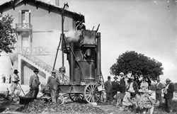 This steam machine (circa 1930), operating at the ''Maison Forestière,'' right across the road from the future Headquarters building, was probably used to produce motor engine fuel from charcoal. (Click to view larger version...)