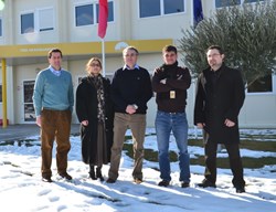 ...while on the other side of the globe, the members of ITER's Cryogenic System Section brave the recent cold spell: Luigi Serio (left), head of the Plant Engineering Division, with Mihaela Francois-Rada, Michel Chalifour, Adrien Forgeas and Nicolas Navion-Maillot. (Click to view larger version...)