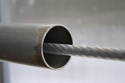 This photo shows the lead wire used to insert the cable into the jacket assembly. (Click to view larger version...)