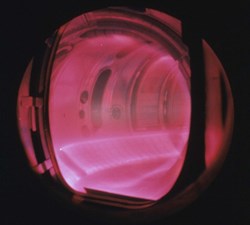A plasma in TEXTOR (Tokamak Experiment for Technology Oriented Research) operating at Forschungszentrum Jülich, Germany. (Click to view larger version...)