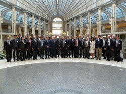 The participants to the tenth ITER Council meeting lined up in the impressive Ronald Reagan Building. (Click to view larger version...)