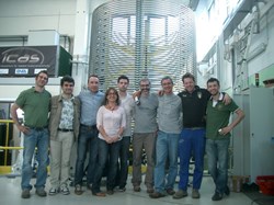 The ICAS and European Domestic Agency teams in front of the first toroidal field conductor production length. (Click to view larger version...)