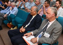 In a very moving address, ITER Council Vice Chair Edmund Synakowski (right) told the assembled staff that they were ''at the ground floor of something truly historic''. (Click to view larger version...)