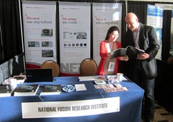 At the stand of the Korean National Fusion Research Institute, a promise to ''amaze the world.'' (Click to view larger version...)
