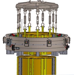 A lifting device will handle the modules and stack them on top of each other with millimeter-accuracy. (Click to view larger version...)