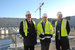 Juan Thomás Hernani, ITER Deputy Director-General Carlos Alejaldre and Matti Tiirakari, Director for Administration at ESS, looking at the ITER landscape. (Click to view larger version...)