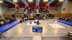 The second annual ITER Robots challenge was hosted in the gymnasium of the Lycée des Iscles, in Manosque. Over 200 students came by bus from near and far with one idea in mind after months of work ... victory! (Click to view larger version...)