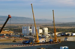 The day dawns over the ITER site in Saint-Paul-lez-Durance on 20 September 2013. The ITER test convoy arrived successfully after a four-night journey from the Mediterranean Sea. (Click to view larger version...)