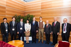 Last December in Monaco, in the presence of IAEA Director General Yukiya Amano and ITER Director General Osamu Motojima, HSH Prince Albert II met with the 2013-2014 Monaco fellows. From left to right: Ma Yunxing (China), Germàn Pérez (EU), Pavel Aleynikov (Russia), Liu Feng (China), Martin Kocan (EU) and ITER David Campbell, coordinator of the Monaco Postdoctoral Fellowship Program. (Click to view larger version...)
