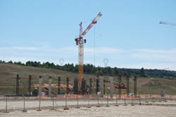 The columns will soon carry the main crane beams of the Coils Winding Facility. (Click to view larger version...)