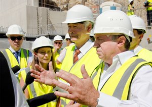 Amidst a forest of microphones and TV cameras, Mr Guérini, president of the Bouches-du-Rhône Council, communicated his enthusiasm for the ITER Project. (Click to view larger version...)