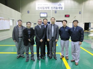 Arnaud Devred and Alexander Vostner from ITER (third and fifth from left) visited Kiswire Advanced Technology (KAT) just before the issue of ATPPs for the final batch of strand billets on 21 November. With them, from left to right, are Soun Pil Kwon and Soo-Hyeon Park from ITER Korea and Pyeong Yeol Park, Kihong Sim and Kyeong Ho Jang from KAT. (Click to view larger version...)