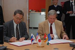 PA #34 was signed for the central solenoid magnet, the backbone of ITER's magnet system with Ned Sauthoff, the Project Manager of the US Domestic Agency. (Click to view larger version...)