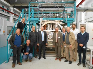 The temperature sensor test facility, the CEA project team, and a delegation from the ITER Magnet Division at the contract steering committee meeting held in November 2015. (Click to view larger version...)