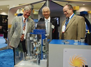 ITER Director-General Osamu Motojima with Ned Sauthoff, Head of US ITER and Brad Nelson, US ITER Chief Engineer. (Click to view larger version...)