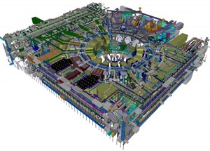 Isometric view of the ITER plant systems in Level B2, B2M, B1 and L1 of the Tokamak Complex. (Click to view larger version...)