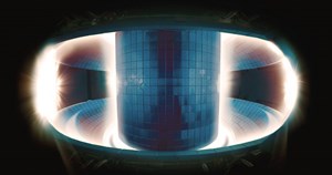 In the heart of the Korean tokamak KSTAR, a plasma pulse burns brightly. But don't be fooled—the brightest areas of the photo are in fact the coolest. At 150 million °C (the temperature in the centre), the plasma doesn't emit in the spectrum of visible light. © National Fusion Research Institute, Korea (Click to view larger version...)