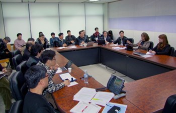 During they five-day mission to Korea, Joëlle (centre) and Sandrine shared information on safety regulations and licensing procedures with their Korean colleagues and proceeded with an internal safety inspection on the ongoing work at Hyundai Heavy Industries. (Click to view larger version...)