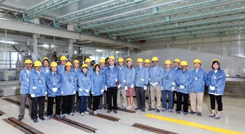 Here, in Mitsubishi Heavy Industry's Futami facility, the first toroidal field coil will be wound and integrated. Pictured: participants to Unique ITER Team activities in Japan in June. (Click to view larger version...)
