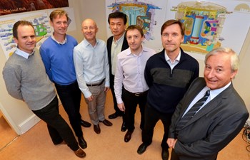 The area managers, from left to right: Bruno Levesy (port cells and neutral beam cell), Jens Reich (Tokamak and Pit), Ingo Kuehn (Tokamak and Diagnostic buildings), Gun Woo Nam (ITER Organization systems in nuclear buildings), Giovanni Di Giuseppe (Tritium Building and interface structure), Miika Kotamaki (auxiliary buildings) and Jean-Jacques Cordier (Building Integration Cell leader). (Click to view larger version...)