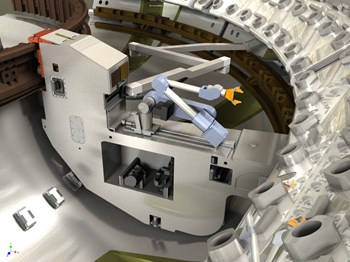 A 3D image of the remote handling system for the ITER divertor. Credit: Assystem (Click to view larger version...)