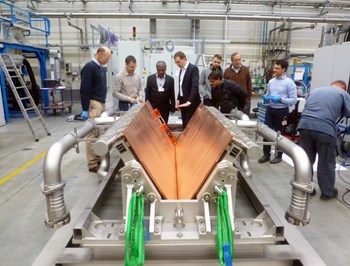 The SPIDER beam dump is the first component delivered by the Indian Domestic Agency to the PRIMA neutral beam test bed in Padua, Italy. (Click to view larger version...)