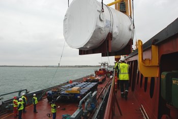 The first two drain tanks for ITER's Tokamak Cooling Water system embarked for their transatlantic voyage from Camden, New Jersey on 17 March. They arrived in Fos-sur-Mer on 26 April 2015. (Click to view larger version...)