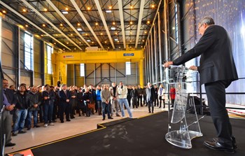 ''ITER has acquired a concrete and spectacular reality,'' said Bernard Bigot in his all-staff address on 21 January 2016. ''This building is ITER. These steel parts are ITER. Most important of all—you are ITER!'' (Click to view larger version...)