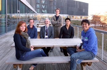 Stéphanie, Wouter, Christian, Chao and Doohyun are pictured with David Campbell, head of the Science & Operations Department and coordinator of the Monaco Postdoctoral Fellowship Program. (Click to view larger version...)