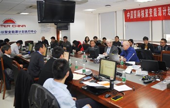 On 3-4 March 2016, the kick-off meeting for the Helium-Cooled Ceramic Breeder Test Blanket System (HCCB-TBS) brought together members of the Chinese Domestic Agency and experts from the Chinese institutes involved in the development program. The ITER Organization was represented by Luciano Giancarli, leader of the Tritium Breeding Blanket Systems Section, and by Jaap Van Der Laan, technical responsible officer of the HCCB-TBS TBM Arrangement. (Click to view larger version...)