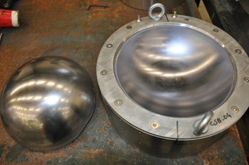A 1/4 scale prototype of a spherical bearing successfully tested by ITER contractor Nuvia. Similar mechanical principles are sometimes implemented in bridges or mega-stadium roofs. (Click to view larger version...)