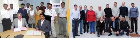 The Diagnostic Neutral Beam Procurement Arrangement is signed in India (left); pictured at right are members of the ITER Neutral Beam Section including engineering support staff. (Click to view larger version...)