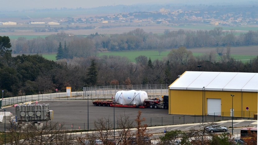 The load that was delivered on Friday 20 March is one of two emergency tanks that will collect tritiated water in the case of an abnormal situation during operation (the second will be delivered in April). (Click to view larger version...)