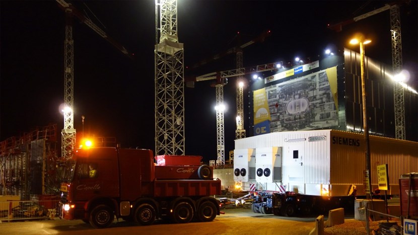 The ''E-house'' that was installed on its final location upon arrival was the smallest of the two. Still, at 8.3 metres wide, it was no small achievement to get it through the densely packed ITER worksite © DAHER (Click to view larger version...)