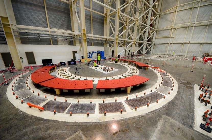 The rail base plates before installation. Designed by ITER's Tokamak Assembly Section/Division, the plates were manufactured in France, by CNIM (Toulon). (Click to view larger version...)
