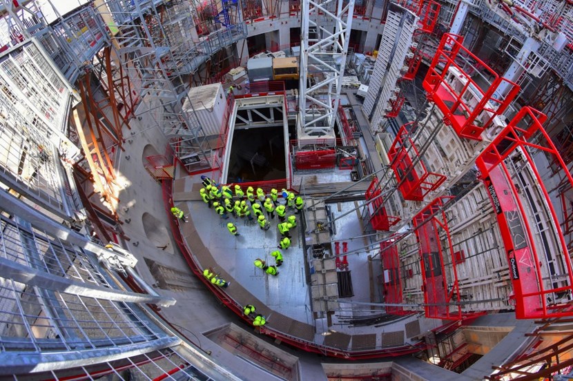 Standing on the recently installed ''lid'' inside the bioshield — a unique opportunity for the participants in the 11th ''Open Doors Day'' at ITER. (Click to view larger version...)