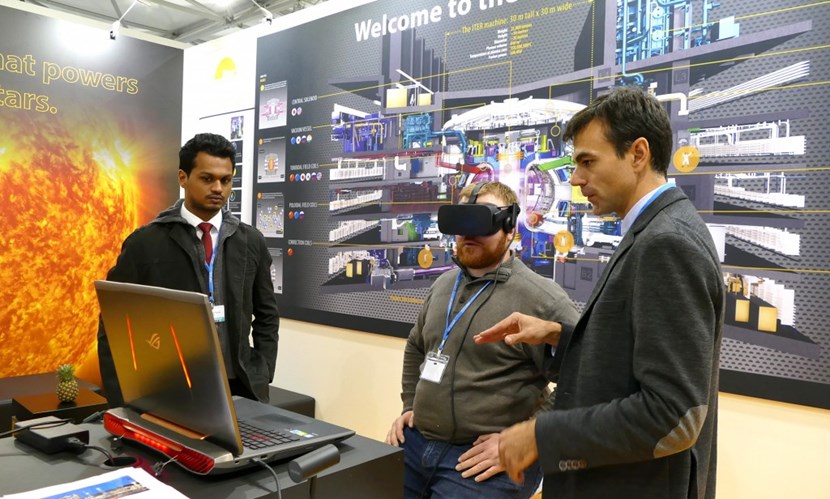 In Bonn, Germany, fusion is present through the ITER stand, where there is a lot of interest in the quest for a cleaner form of energy ... and in the Oculus Rift virtual tour of the construction site in southern France. (Click to view larger version...)