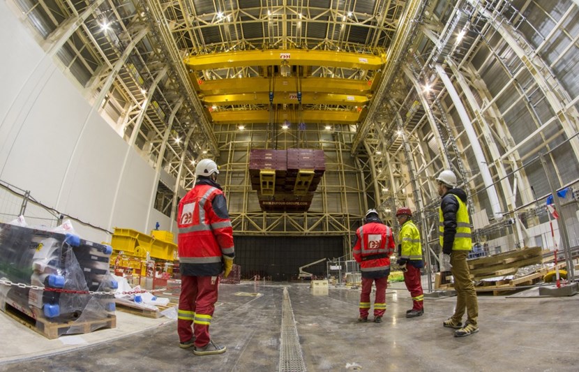 Load tests are performed at night, when no activity is ongoing in the Assembly Hall. Participants include specialists from the crane manufacturer Reel, the ITER Organization, the architect-engineer Engage and the safety controller Bureau Veritas. (Click to view larger version...)