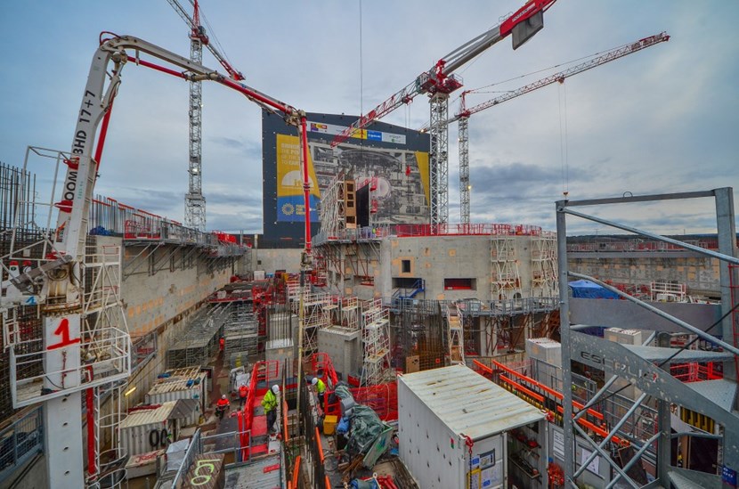 As formwork was removed from the bioshield proper, new moulds and scaffolding were being erected on the north side of the structure. They are for the reinforced wall that will support the 10-metre-high ''vault'' that will accommodate equipment for the Tokamak's cooling water system (TCWS). (Click to view larger version...)