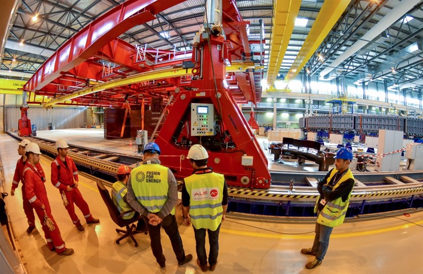 Personnel from the European Domestic Agency and from crane manufacturer Ale Heavy Lift are overseeing the load tests. Europe is responsible for procuring 5 out of the 6 poloidal field coils required for ITER operation. (Click to view larger version...)