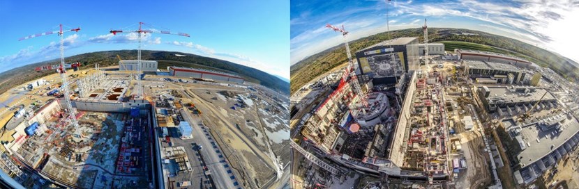 Nearly four years of progress on the ITER worksite (February 2015, November 2018). (Click to view larger version...)
