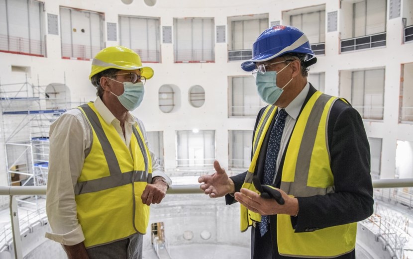 President of the Sud-PACA region and France's former Under-Secretary for Foreign Affairs, Renaud Muselier (left) toured the Tokamak Building with ITER Director-General Bernard Bigot (right). He expressed his pride in hosting ITER in Provence: ITER ''is a jewel,'' he said, ''a world-class asset with few equivalents on this planet.'' (Click to view larger version...)