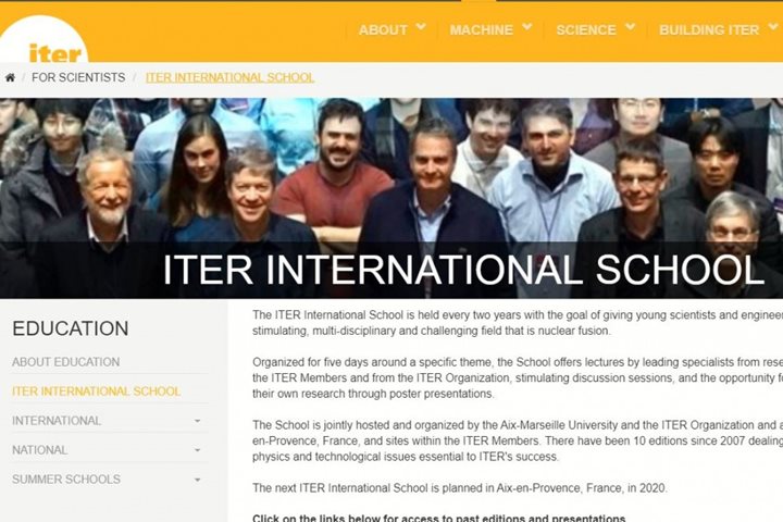 Nouveau sur le site web: « l'école ITER » et ses 10 ans de présentations