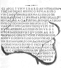 The 18 lines of the Latin text have puzzled historians and archaeologists for generations. (Click to view larger version...)