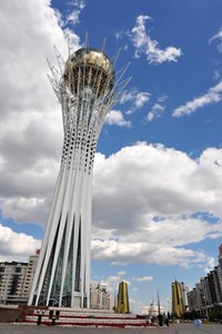 This spectacular monument is not the KTM spherical tokamak but the ''Bayterek'' (Tall Poplar Tree) monument in Astana, Kazakhstan's official capital since 1997. (Click to view larger version...)