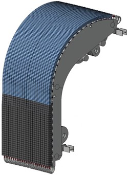 The rounded area of the divertor outer vertical target will receive some of the highest thermal loads of the ITER device. (Click to view larger version...)